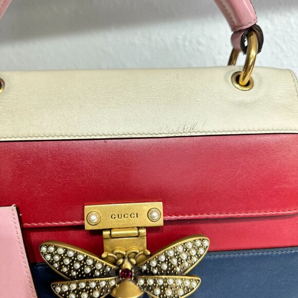 Gucci Tri-Color Leather Queen Bees Shoulder Bag Crossbody - Picture 7 of 9